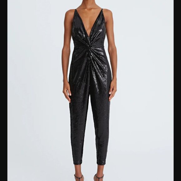 Halston Heritage Pants - *NEW Halston Mariah Sequin Twist Black Jumpsuit Size 8